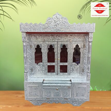 Dinesh Handicraft Aluminium Metal Coated Wooden Temple for home / office - 18