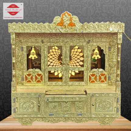 Dinesh Handicraft Golden Temple Pooja Mandir for Home / Flat / Hanging.