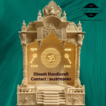 Sevan Wood Pooja Mandir for Home – Premium Handmade Wooden Temple | Dinesh Handicraft