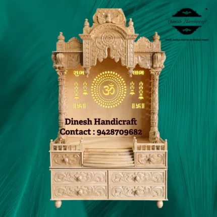 Sevan Wood Pooja Mandir for Home – Premium Handmade Wooden Temple | Dinesh Handicraft