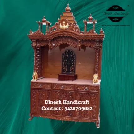 Sevan Wood Pooja Mandir for Home – Premium Handmade Wooden Temple | Dinesh Handicraft