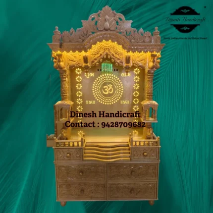 Sevan Wood Pooja Mandir for Home – Premium Handmade Wooden Temple | Dinesh Handicraft