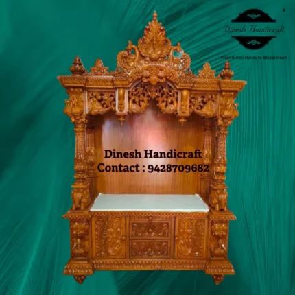 Sevan Wood Pooja Mandir for Home – Premium Handmade Wooden Temple | Dinesh Handicraft