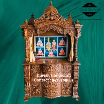 Sevan Wood Pooja Mandir for Home – Premium Handmade Wooden Temple | Dinesh Handicraft