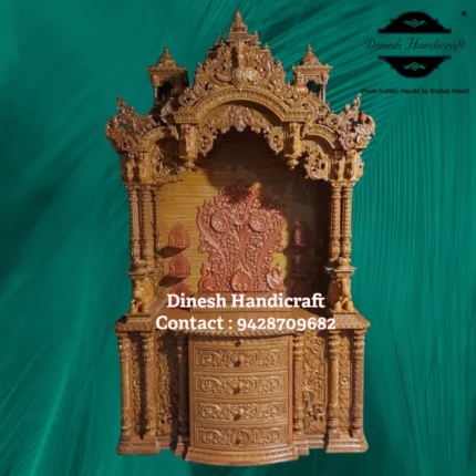 Sevan Wood Pooja Mandir for Home – Premium Handmade Wooden Temple | Dinesh Handicraft