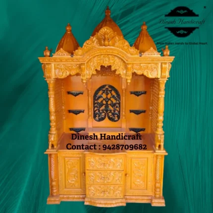 Sevan Wood Pooja Mandir for Home – Premium Handmade Wooden Temple | Dinesh Handicraft