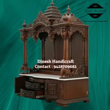 Sevan Wood Pooja Mandir for Home – Premium Handmade Wooden Temple | Dinesh Handicraft