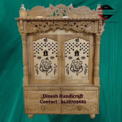 Sevan Wood Pooja Mandir for Home – Premium Handmade Wooden Temple | Dinesh Handicraft