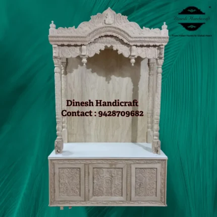 Sevan Wood Pooja Mandir for Home – Premium Handmade Wooden Temple | Dinesh Handicraft