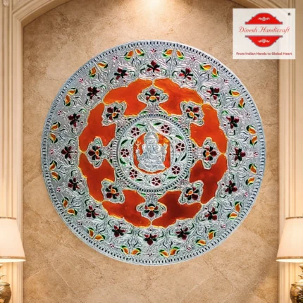Dinesh Handicraft Aluminum Coated Round Ganpati Wall Decor - 24 inch