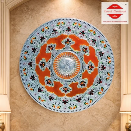 Dinesh Handicraft Aluminum Metal Round Surya Wall Decor - 24 inch